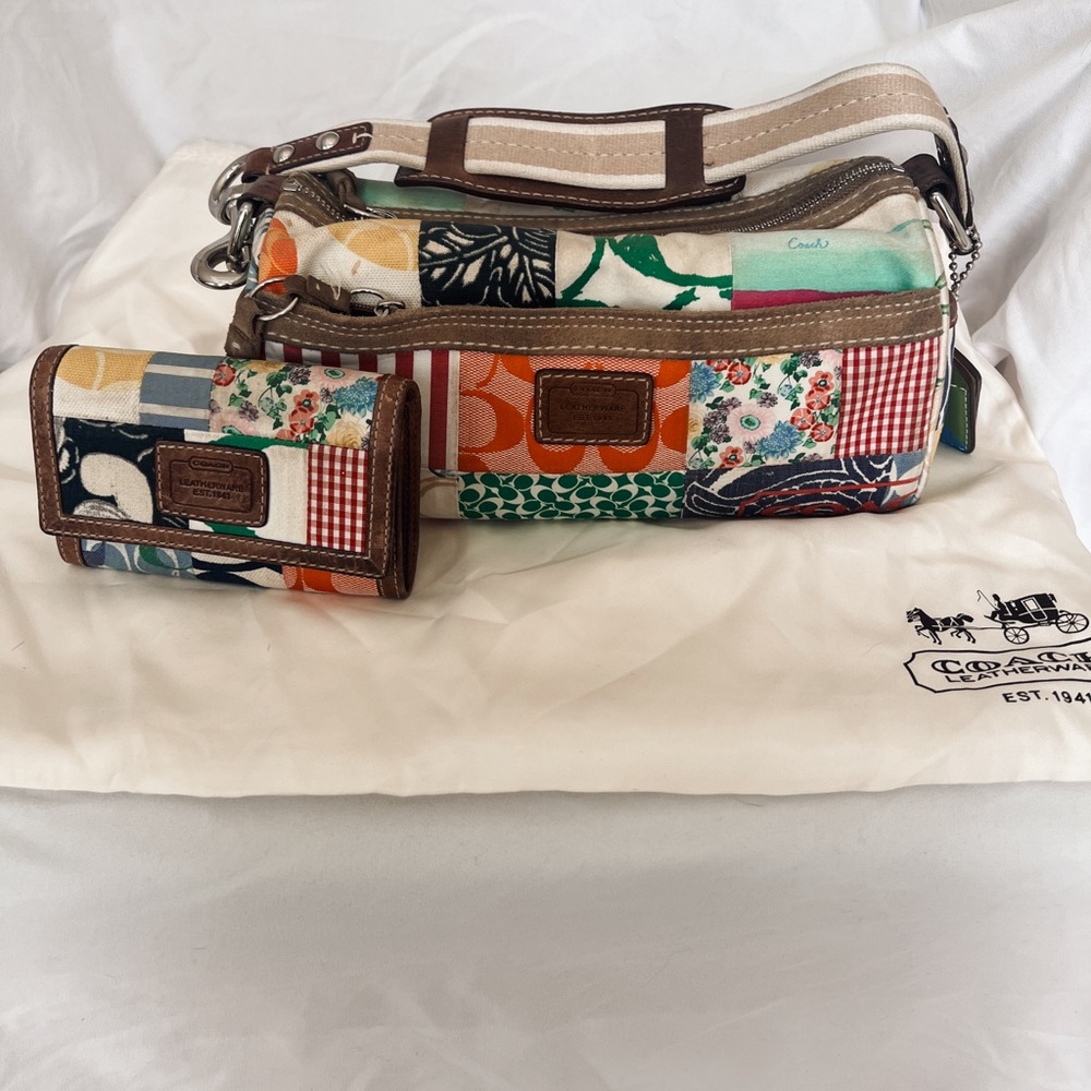 Coach Hamptons Scribble Patchwork Barrel Bag and Wallet